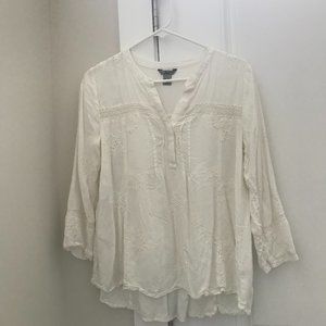 Bass eyelet white popover cotton top